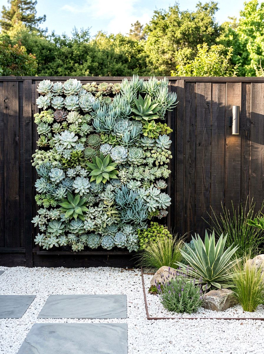 Vertical Succulent Wall - 30 moonlight patio garden ideas