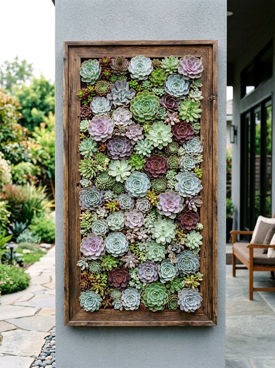 Vertical Succulent Wall - 30 vertical flower garden ideas