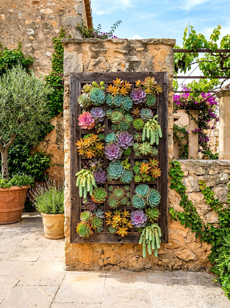 Vertical Succulent Wall Garden - 30 hanging wall garden ideas