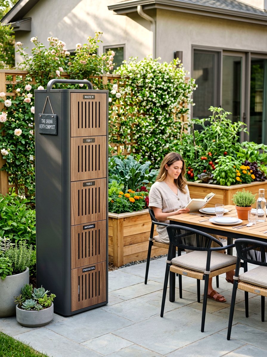 Vertical Tiered Compost Tower - 30 compost corner ideas
