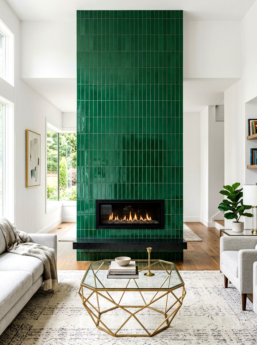Vertical Tile Fireplace - 30 modern fireplace surround ideas