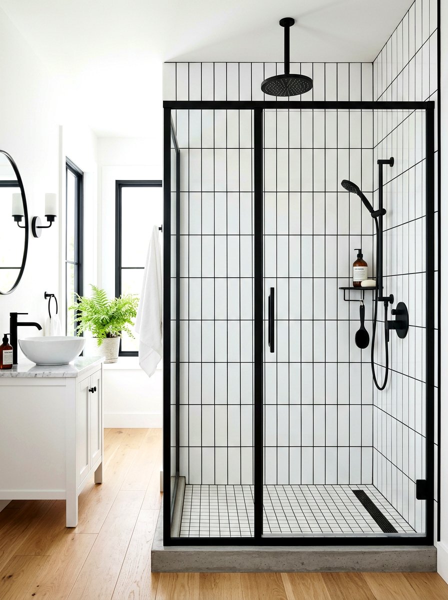 Vertical Tile With Black Grout - 30 vertical tile shower ideas