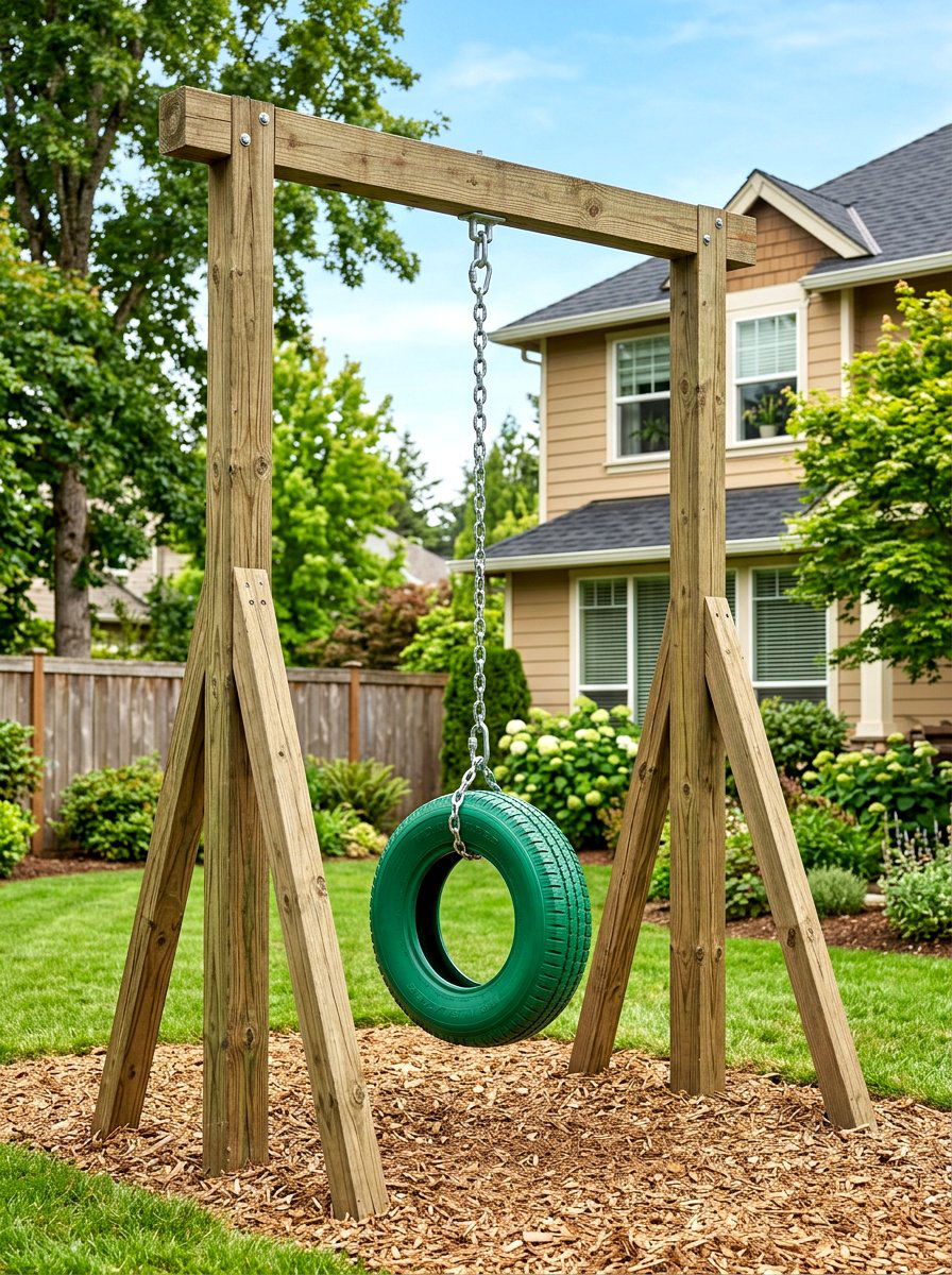 Vertical Tire Swing - 30 backyard swing set ideas