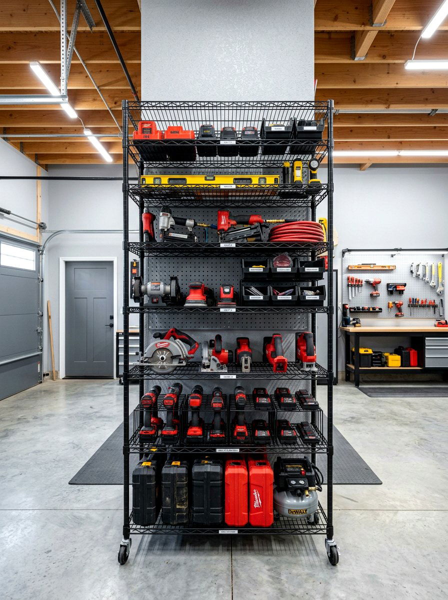 Vertical Tool Tower - 30 power tool storage ideas