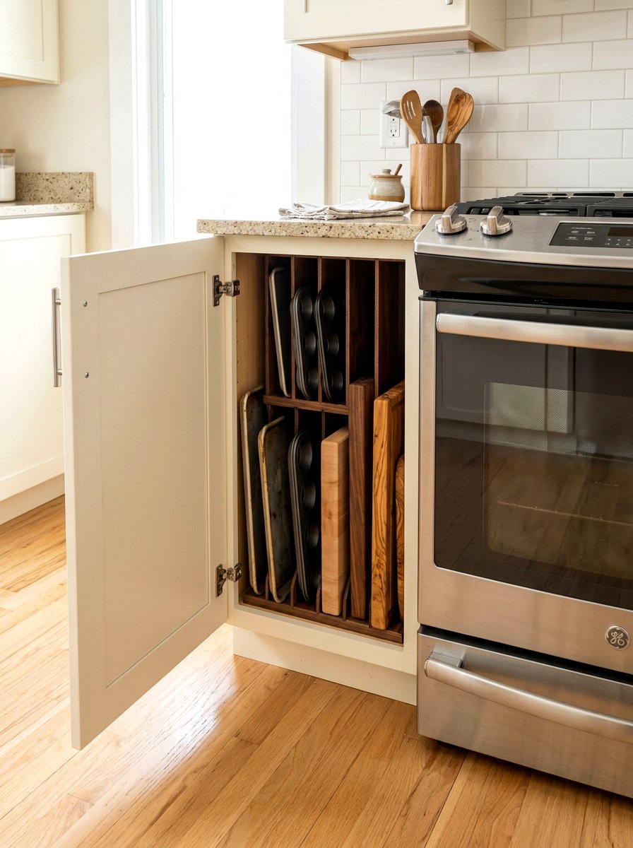 Vertical Tray Divider - 30 kitchen storage ideas