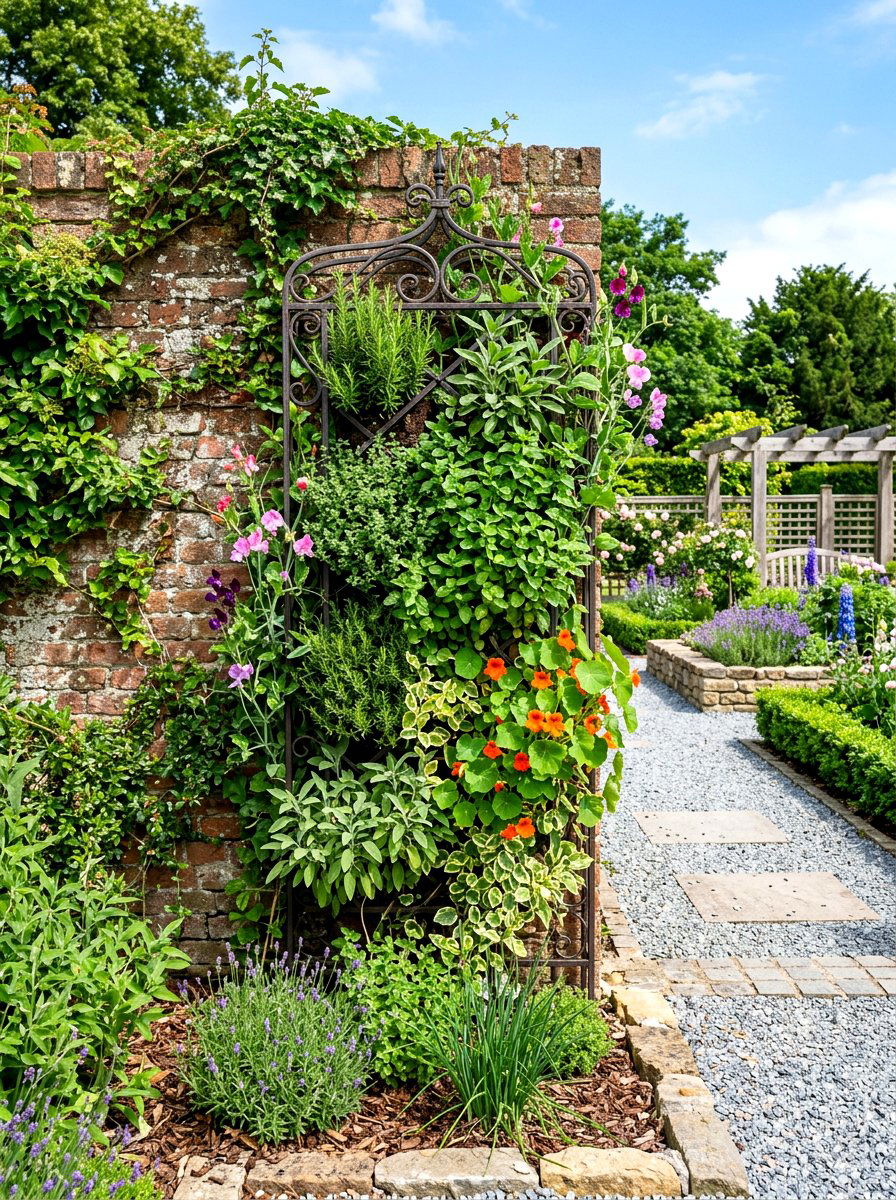 Vertical Trellis Herb Garden - 30 herb garden bed ideas