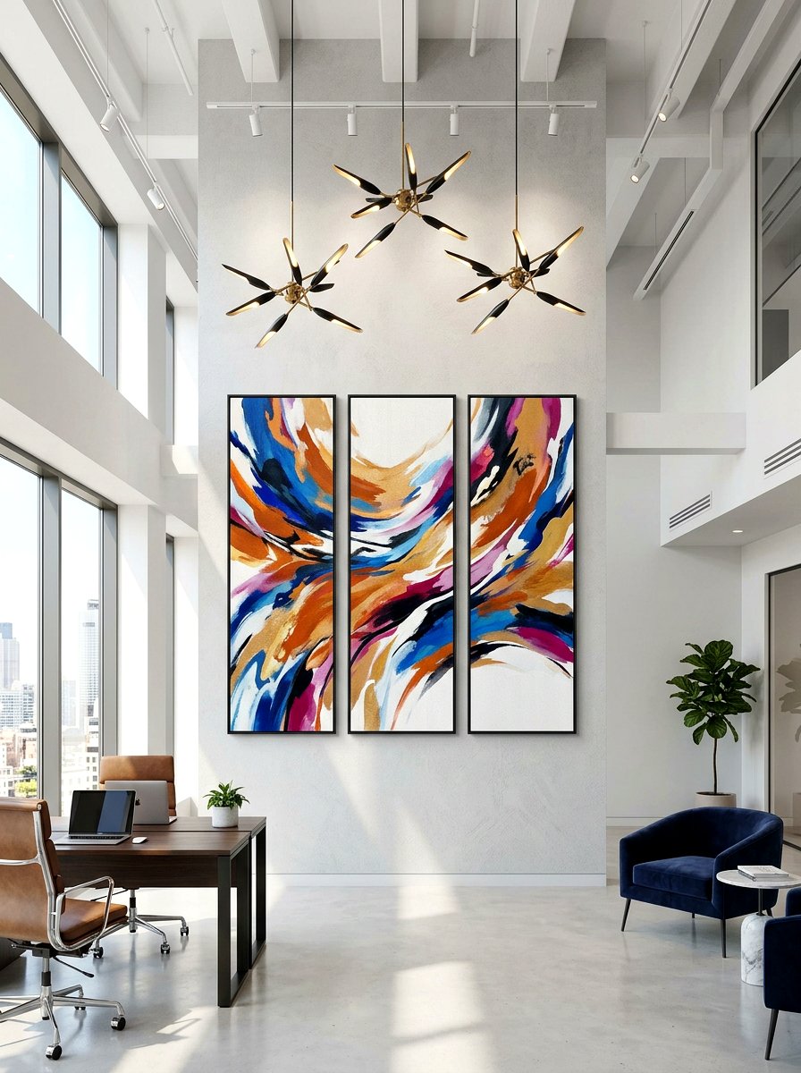 Vertical Triptych Art - 30 art wall office ideas