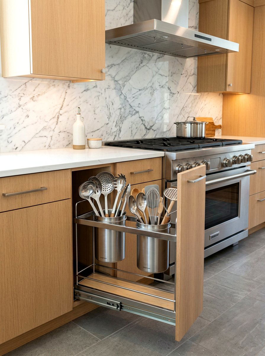 Vertical Utensil Drawer Pullout - 30 organizing kitchen drawers ideas
