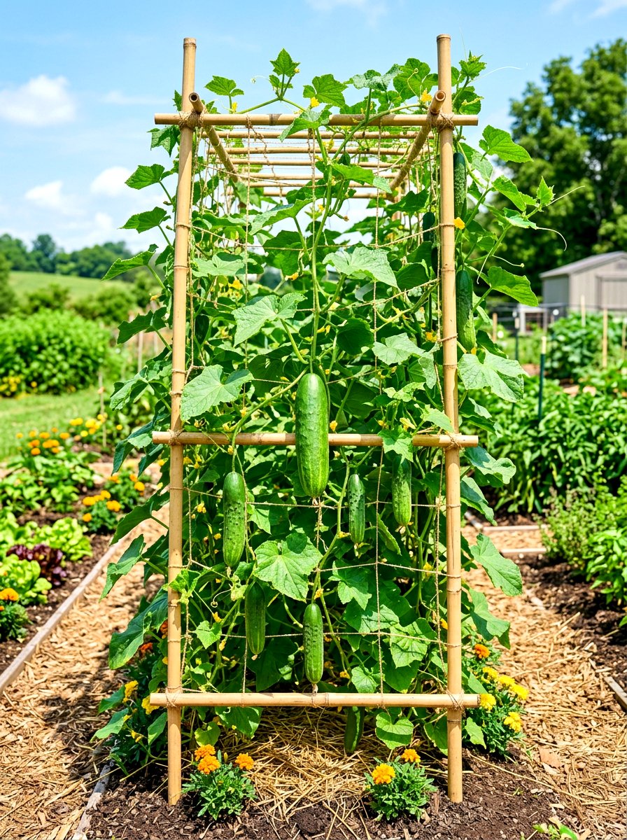 Vertical Vegetable Trellis - 30 budget vegetable garden ideas