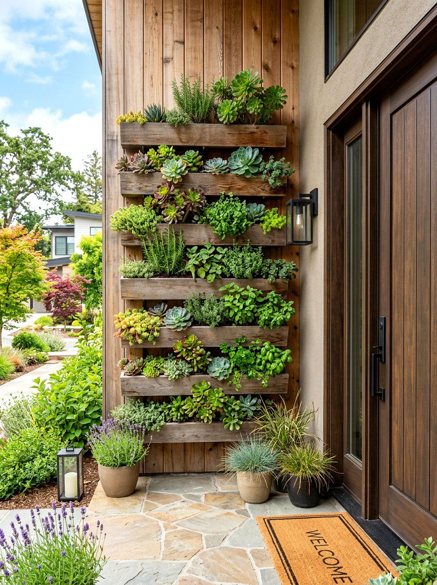 Vertical Wall Garden - 30 front door decor ideas