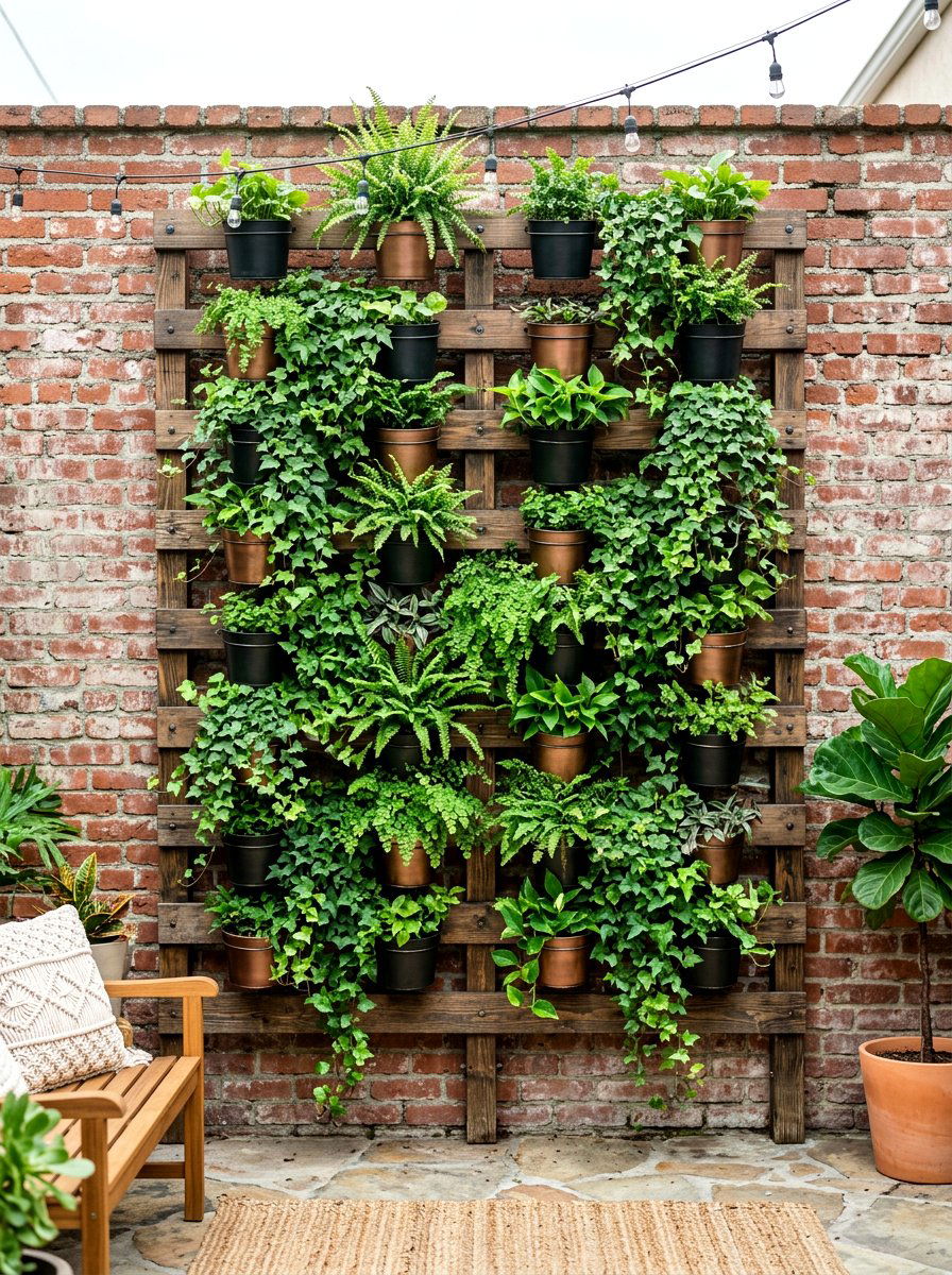 Vertical Wall Garden - 30 low maintenance patio garden ideas