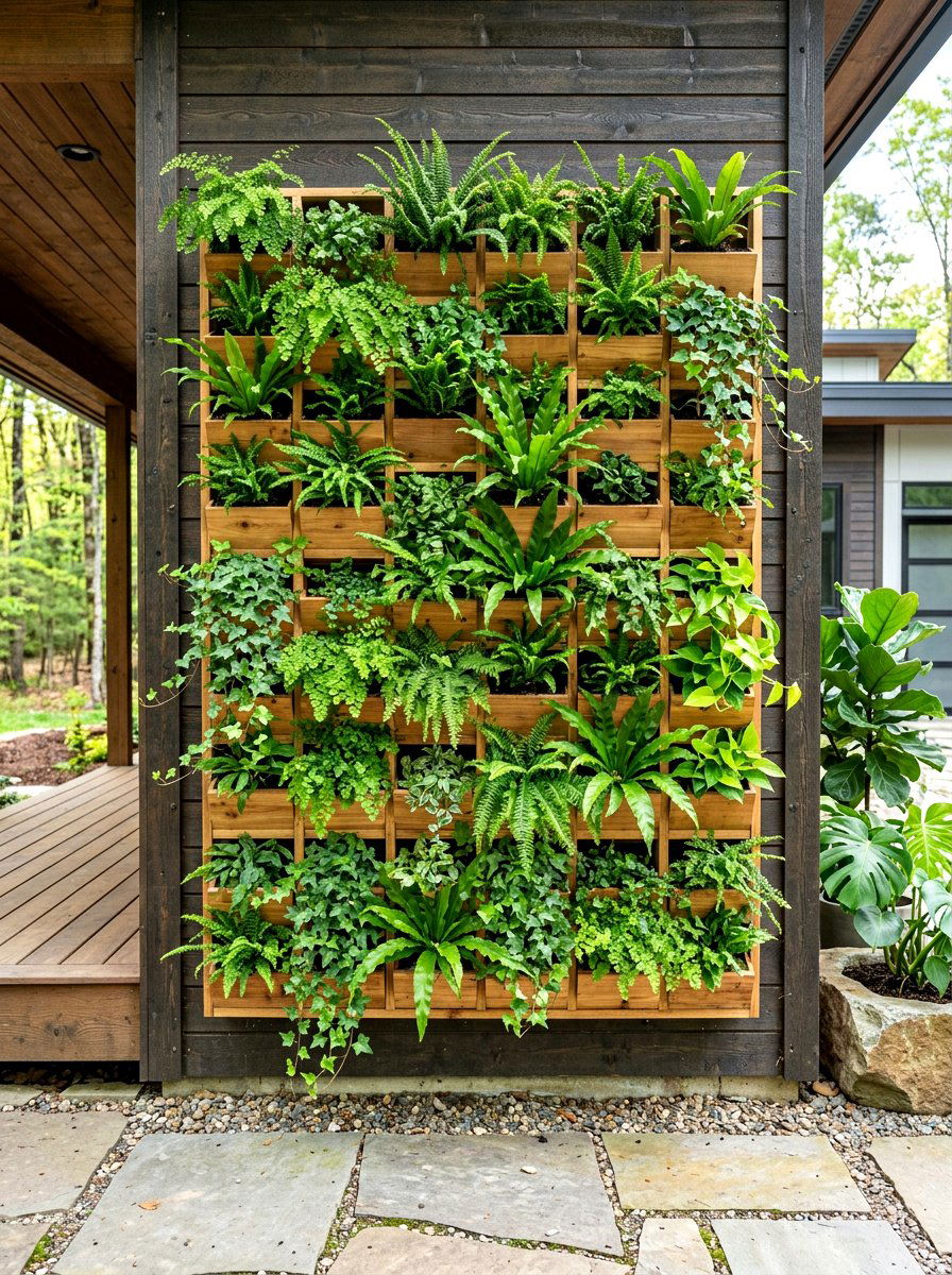 Vertical Wall Garden Display - 30 porch planter arrangement ideas