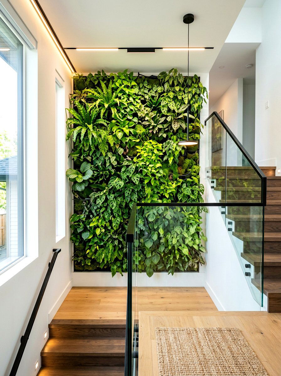 Vertical Wall Garden Landing - 30 stair landing plant nook ideas