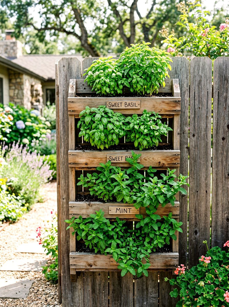 Vertical Wall Herb Planter - 30 herb container garden ideas
