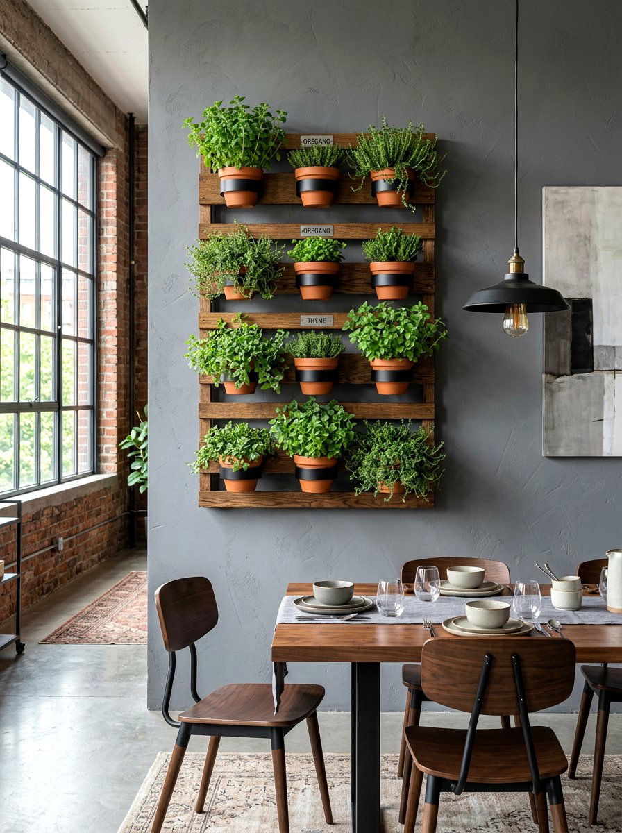 Vertical Wall Mounted Herb Planter - 30 indoor herb garden ideas