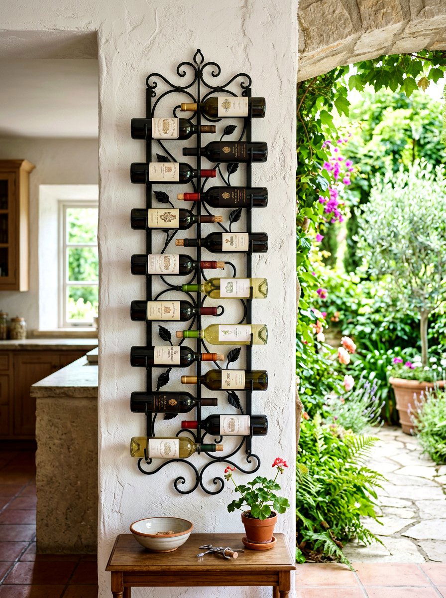 Vertical Wall Mounted Rack - 30 wine storage kitchen ideas