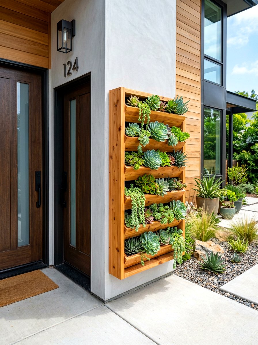 Vertical Wall Planter - 30 front steps decor ideas