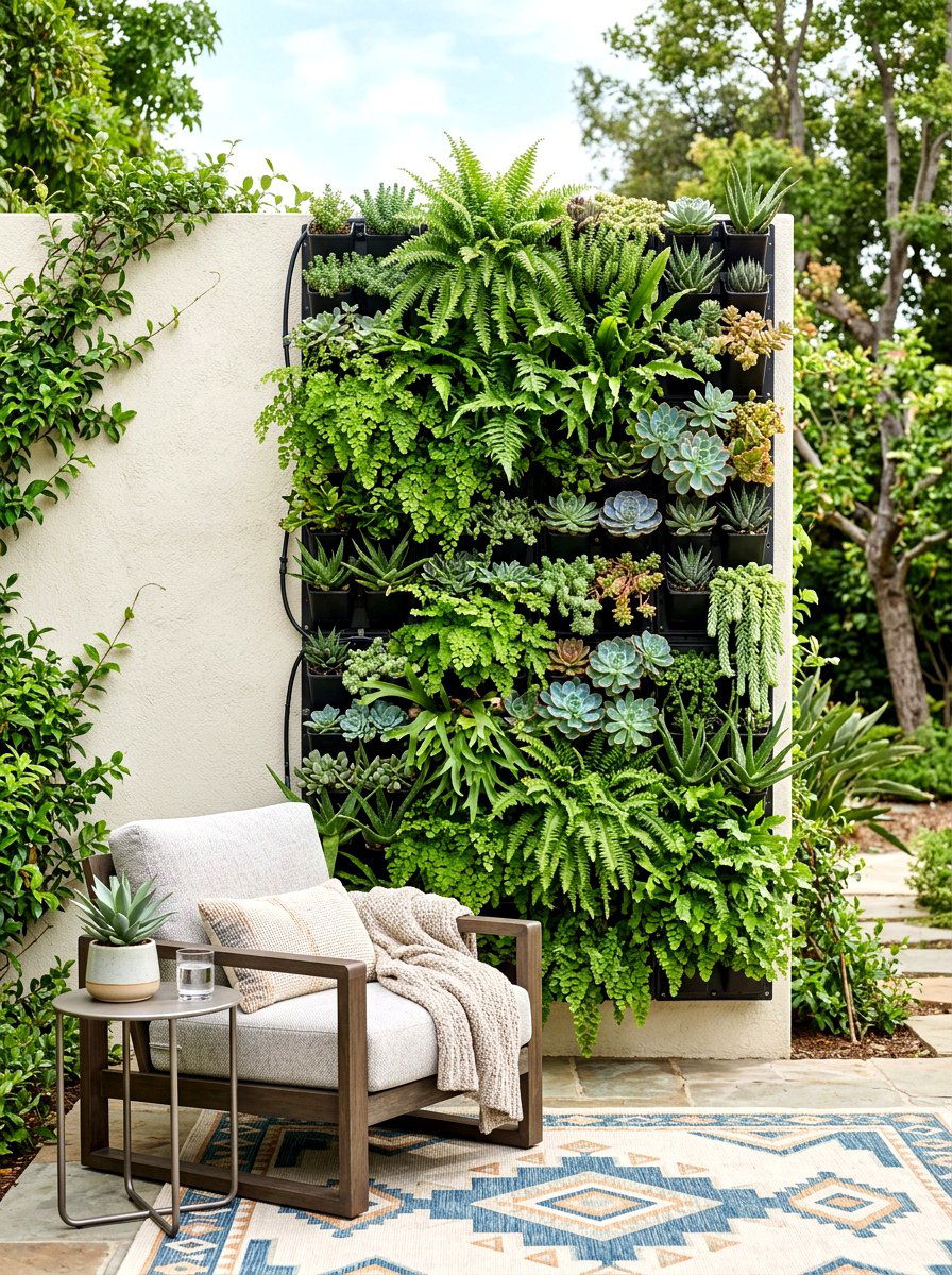 Vertical Wall Planters - 30 fence line landscaping ideas