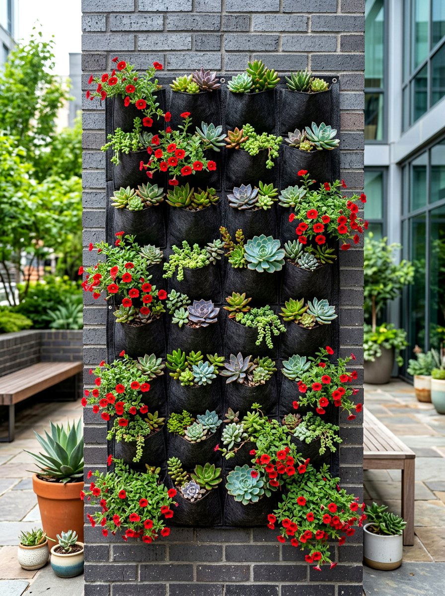 Vertical Wall Pocket - 30 small flower bed ideas