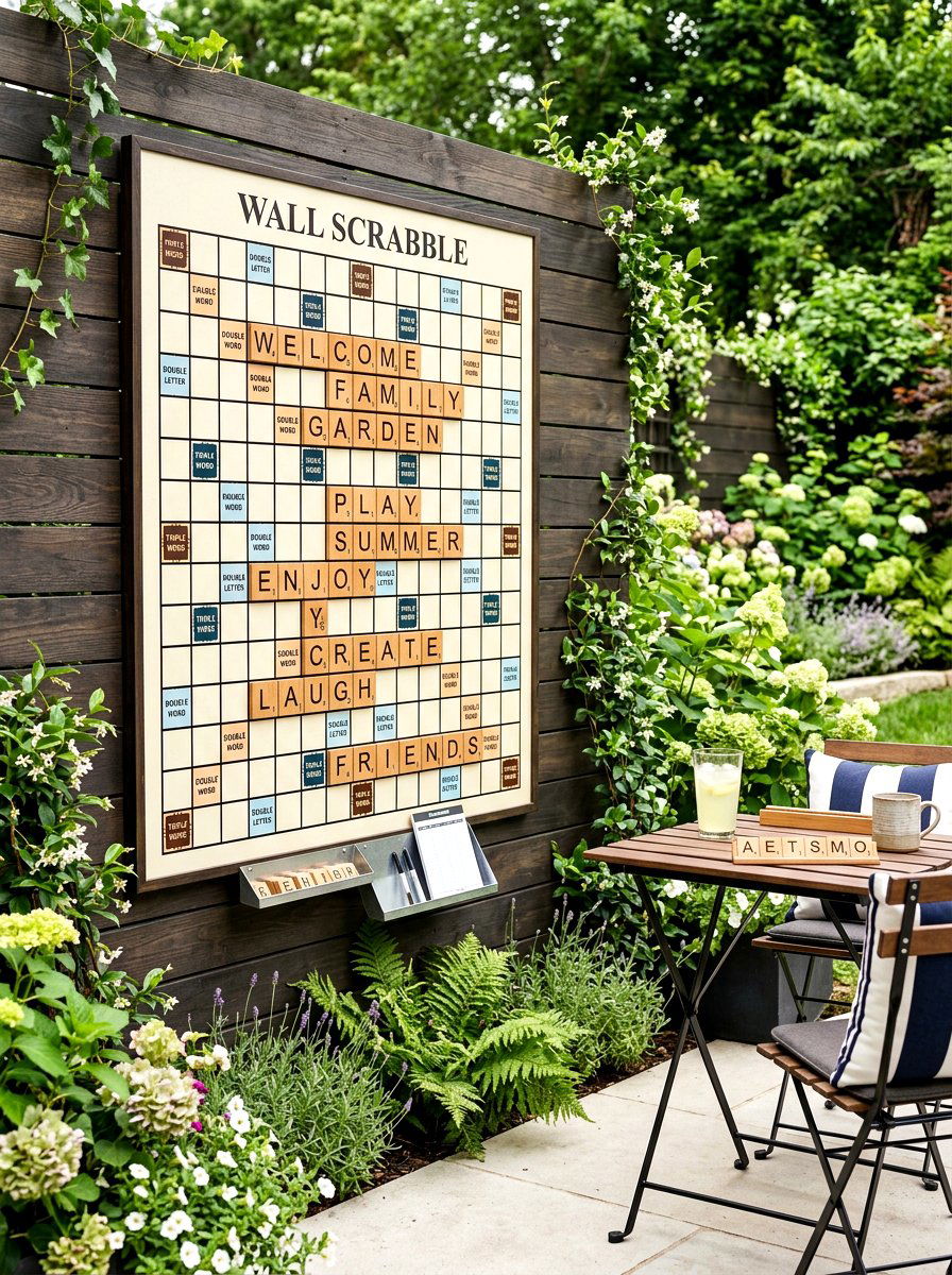Vertical Wall Scrabble - 30 backyard game area ideas