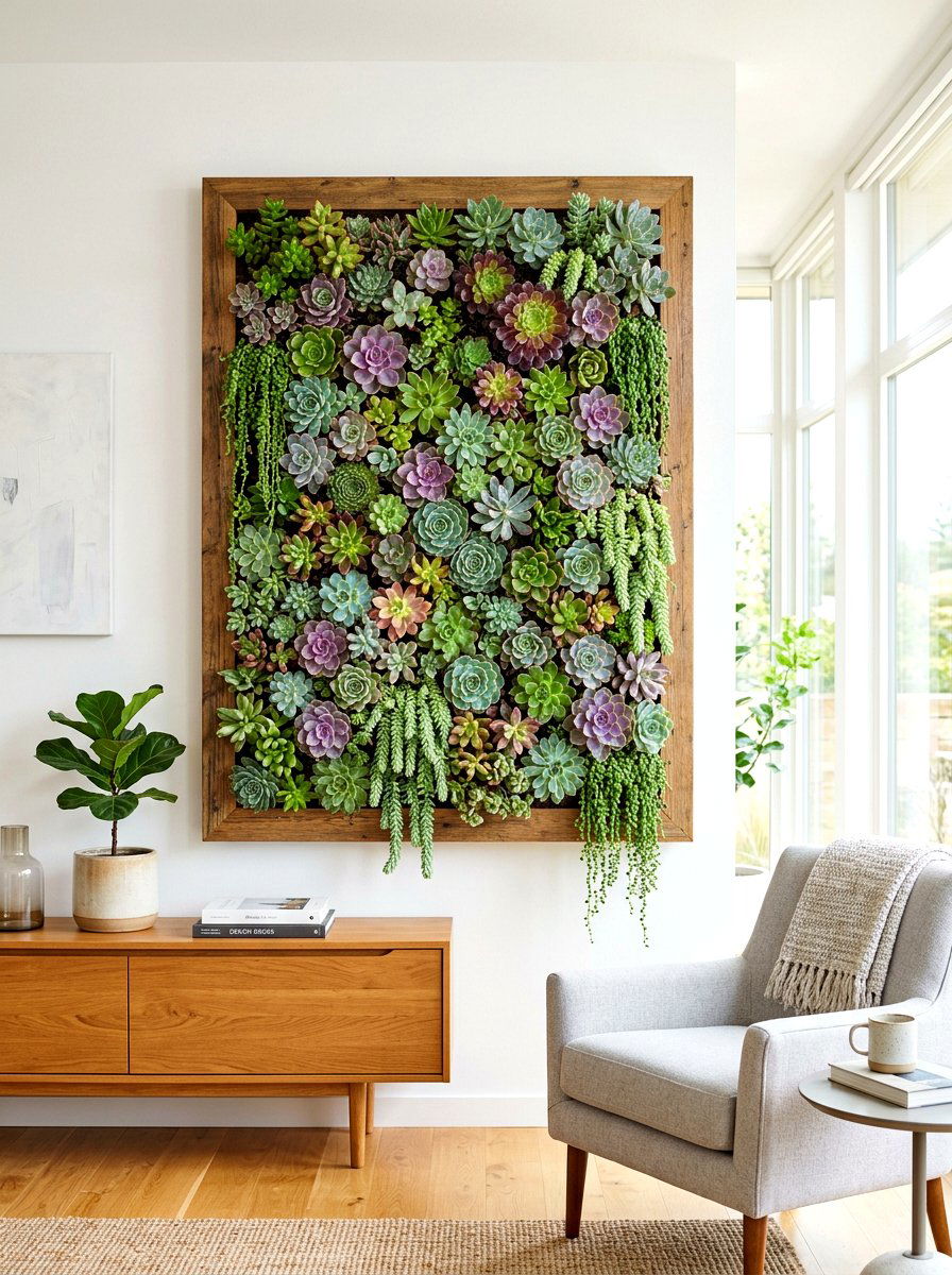 Vertical Wall Succulent Garden - 30 indoor succulent garden ideas