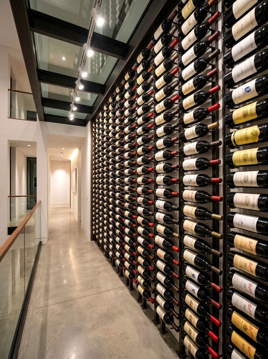 Vertical Wine Wall Display - 30 basement wine room ideas