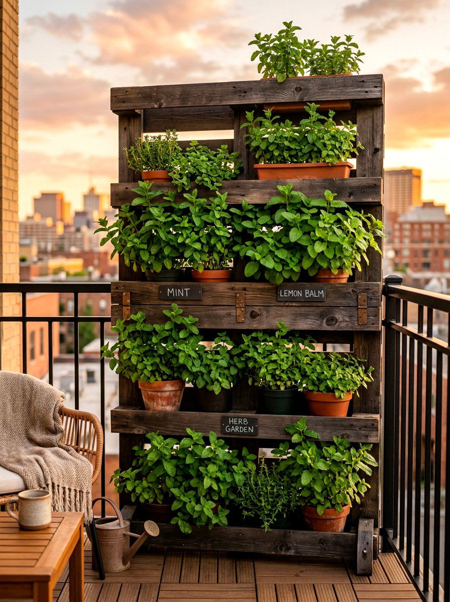 Vertical Wood Pallet Garden - 30 compact kitchen garden ideas
