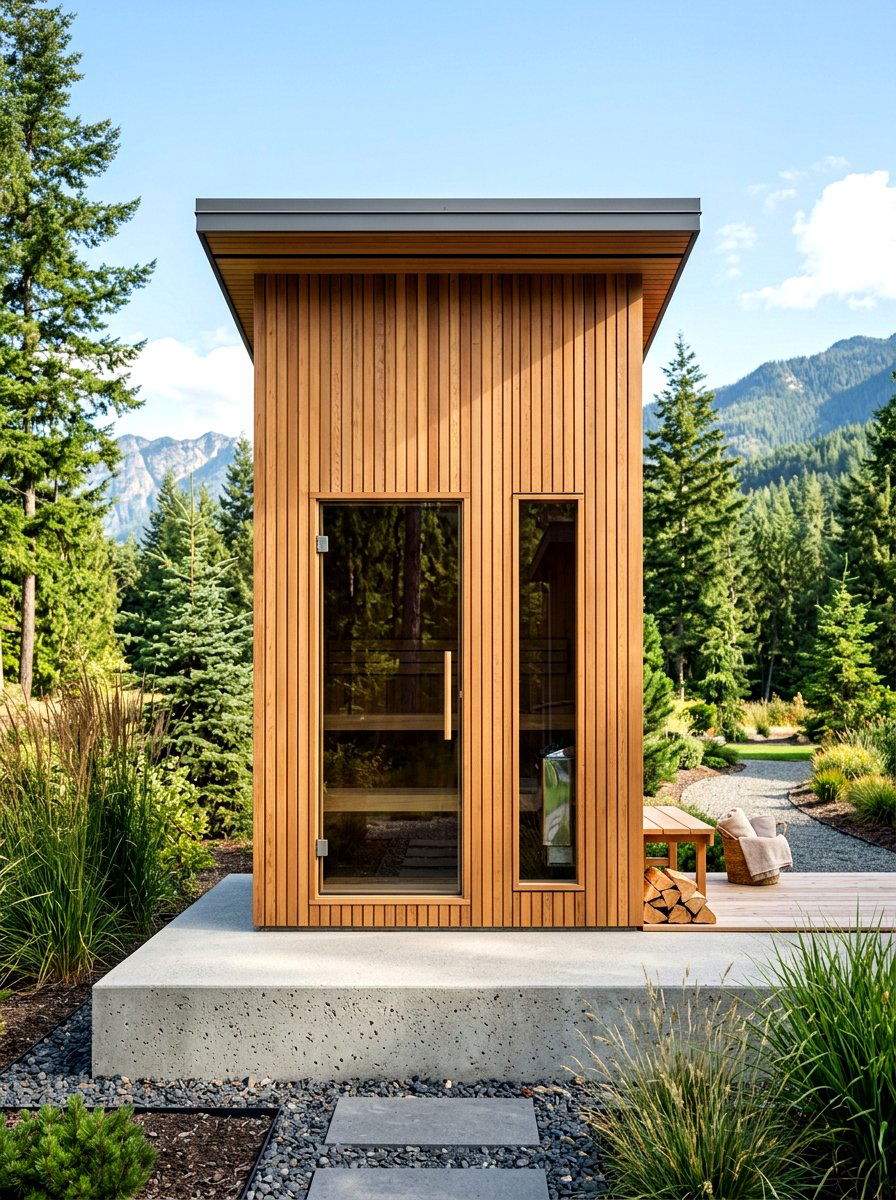 Vertical Wood Sauna - 30 backyard sauna ideas