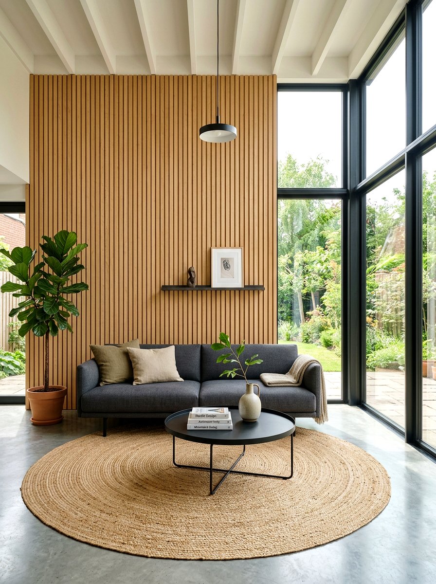 Vertical Wood Slat Wall - 30 half wall paneling ideas