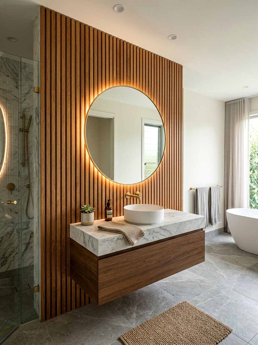 Vertical Wood Slat Walls - 30 sauna inspired bathroom ideas