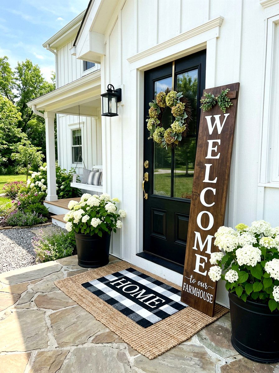 Vertical Wooden Welcome Sign - 30 porch welcome sign ideas