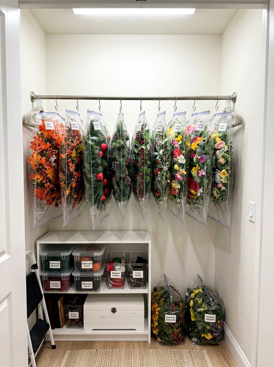 Vertical Wreath Hanging Zone - 30 organizing seasonal decor ideas