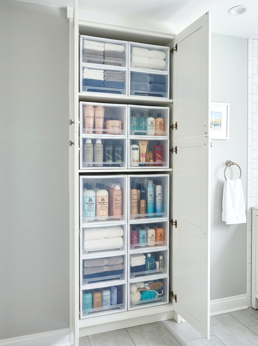 Vertical bathroom cabinet storage - 30 organizing bathroom cabinets ideas
