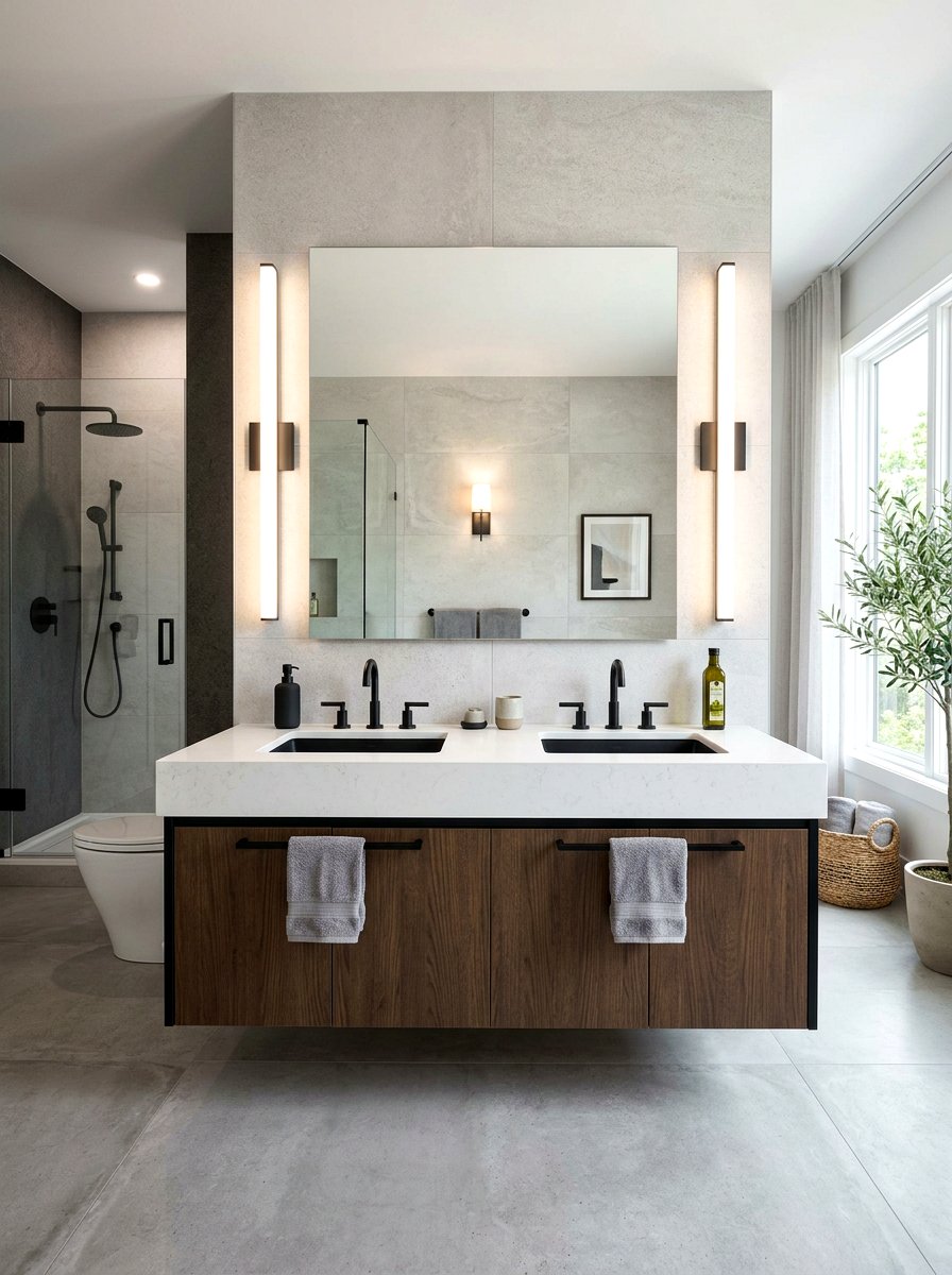 Vertical bathroom light bar - 30 circadian bathroom lighting ideas