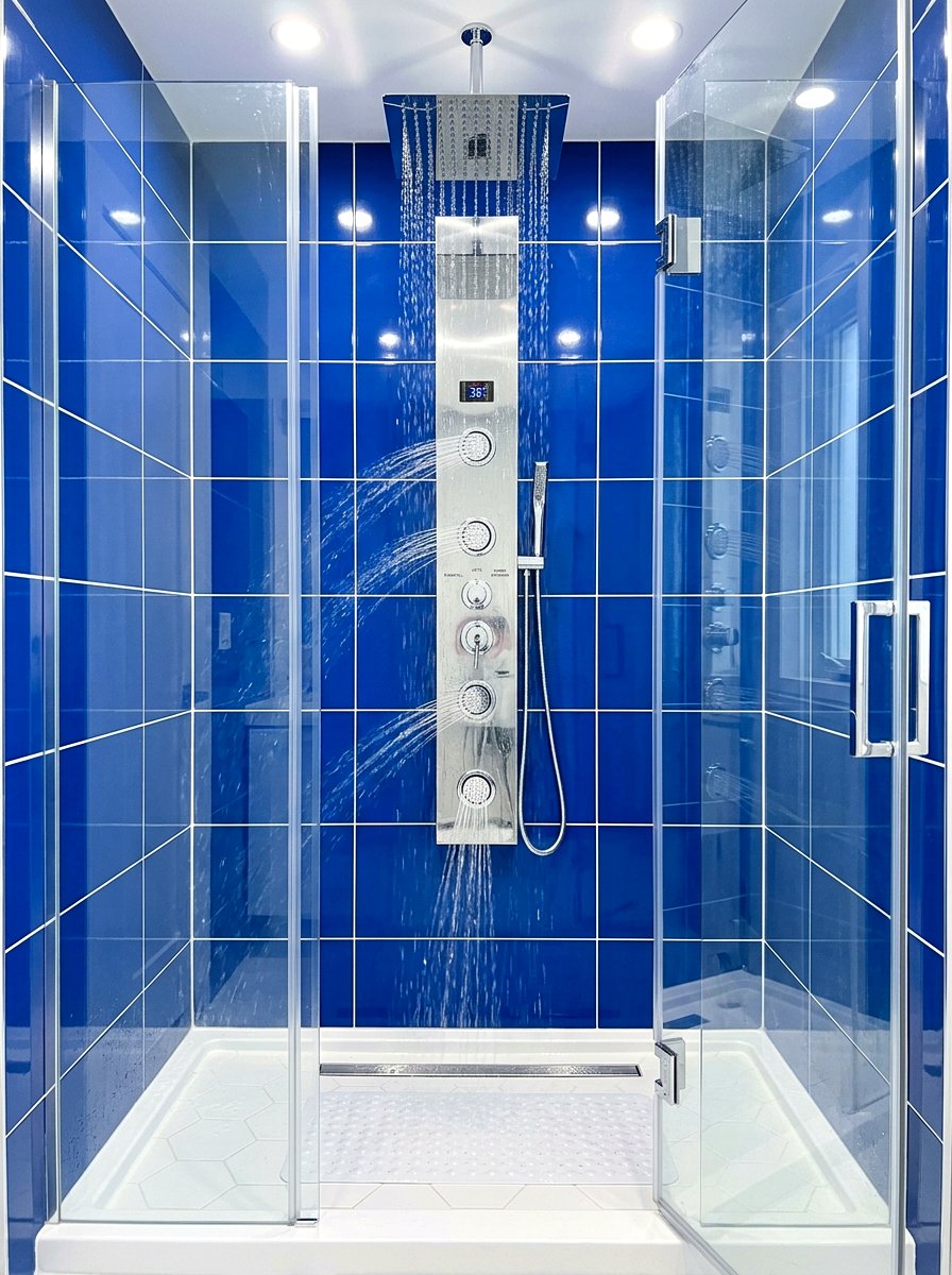 Vertical body spray shower - 30 spa shower bathroom ideas