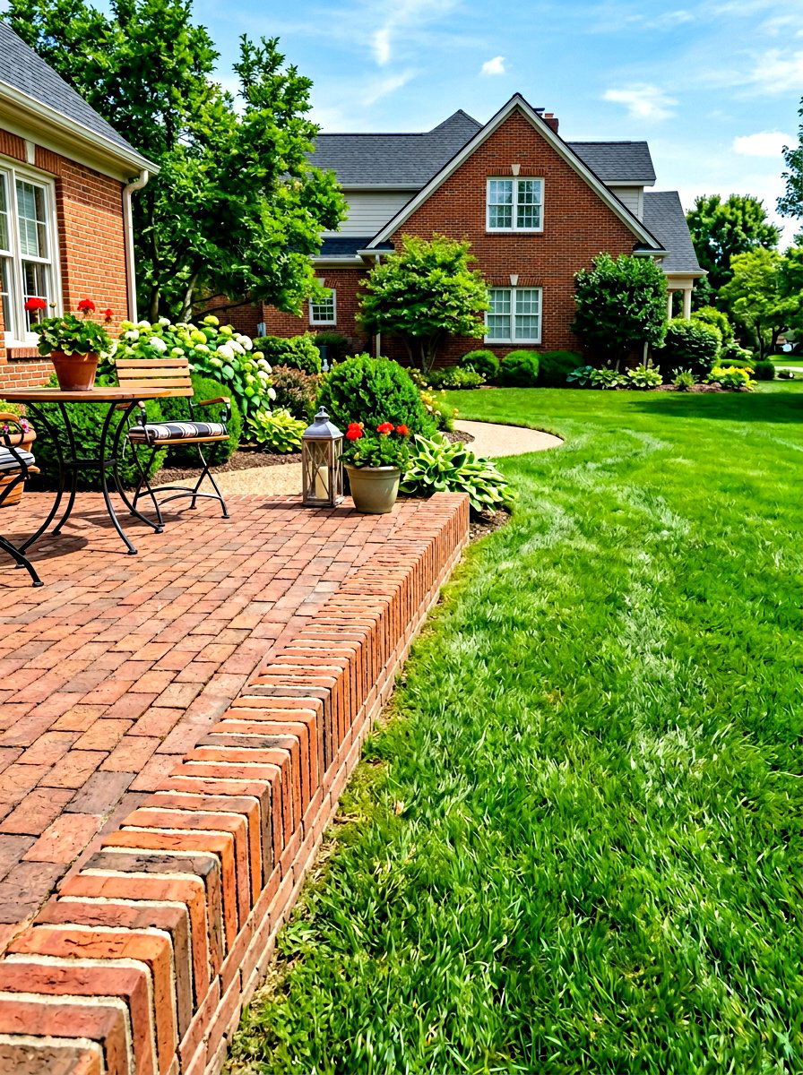 Vertical brick masonry border - 30 patio paver border ideas