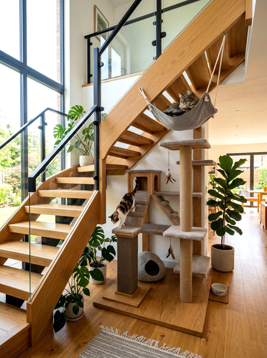 Vertical cat lounge space - 30 under stairs pet room ideas aesthetic