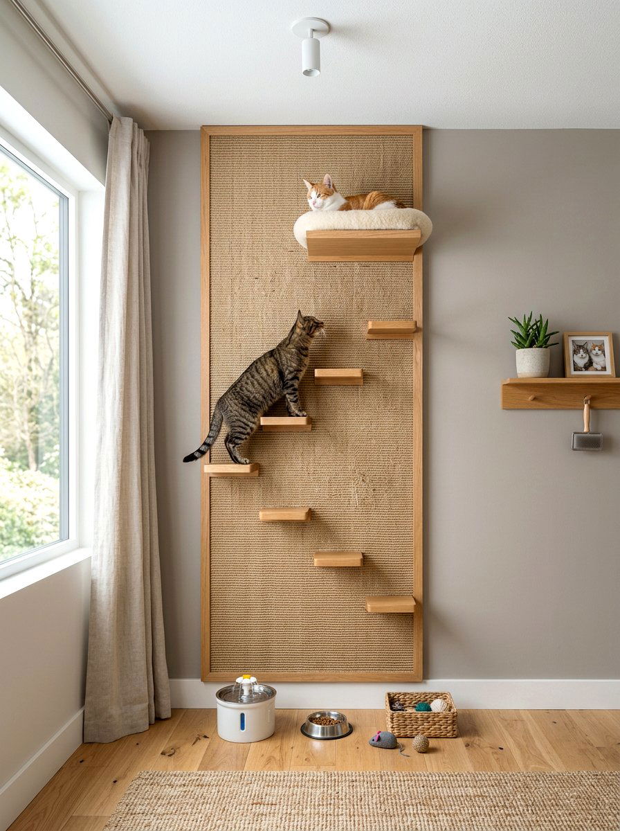 Vertical cat scratching wall - 30 cat climbing wall ideas