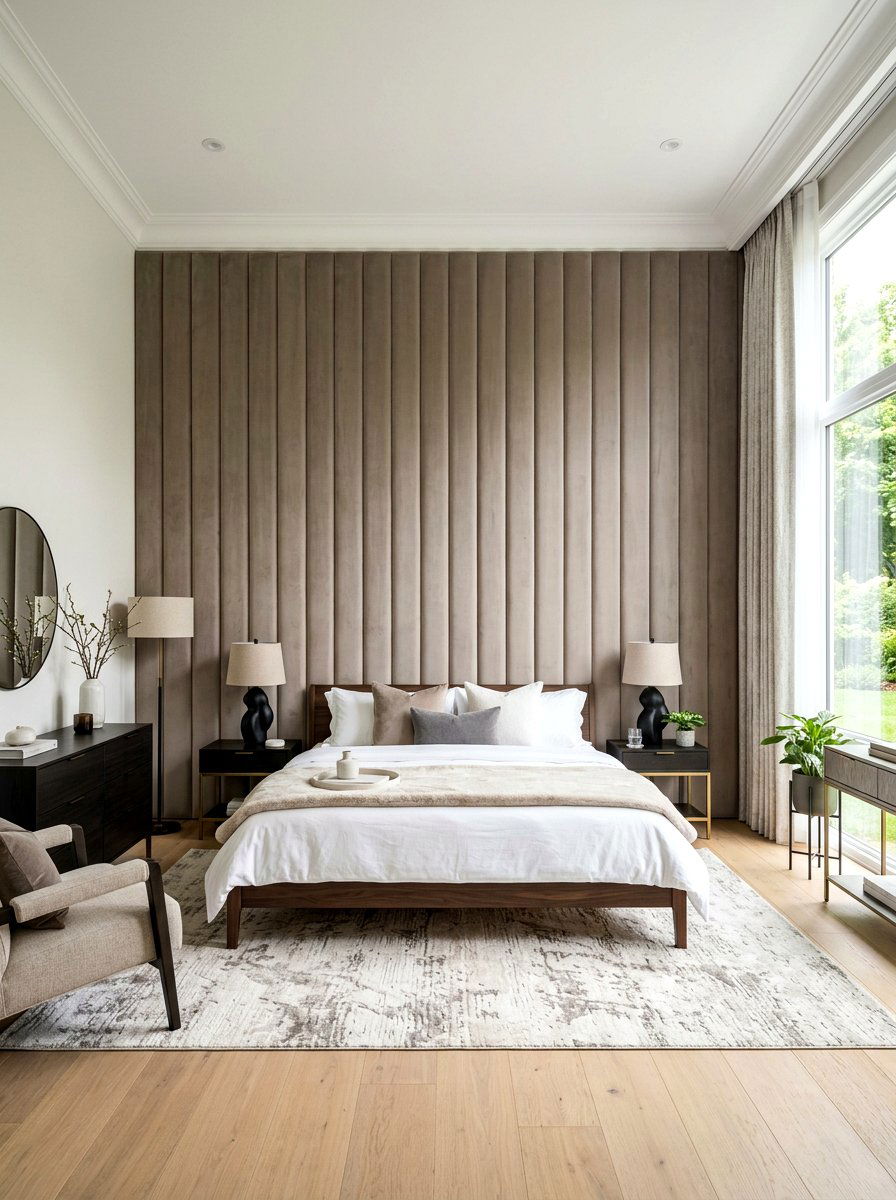 Vertical channel headboard - 30 wall to wall headboard ideas