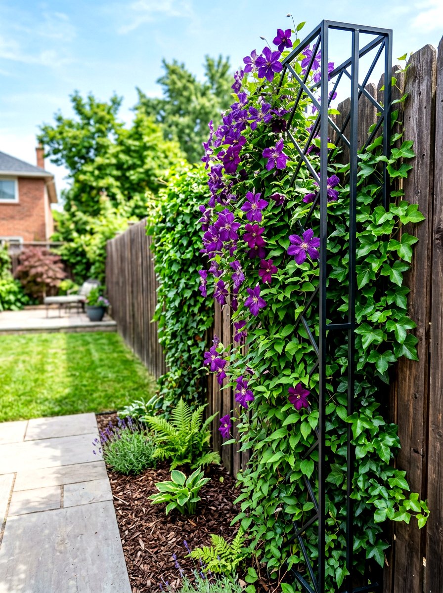 Vertical climbing plant border - 30 backyard border planting ideas
