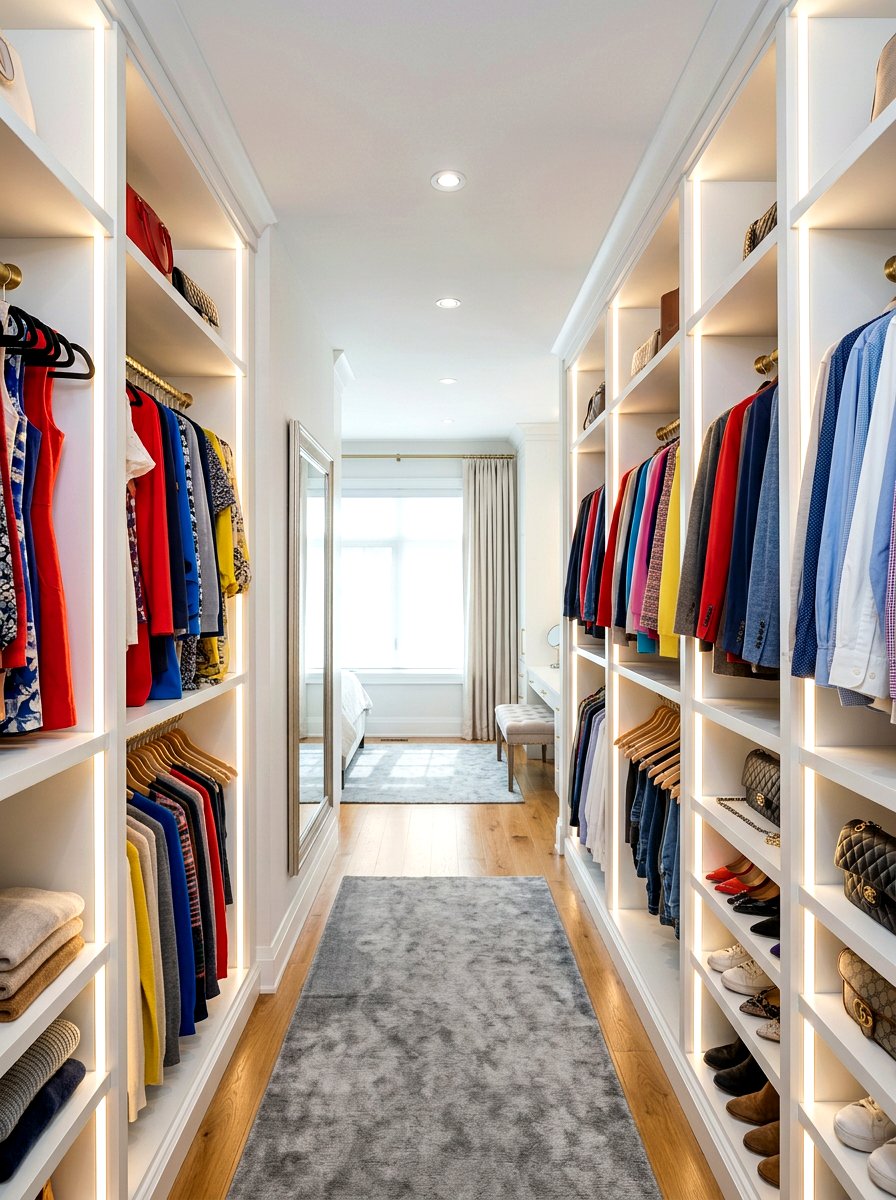 Vertical closet light strip - 30 closet lighting ideas