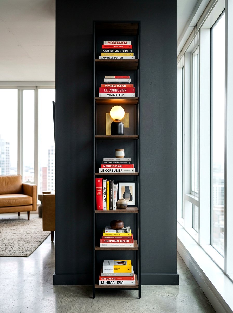Vertical column shelving - 30 office shelving styling ideas