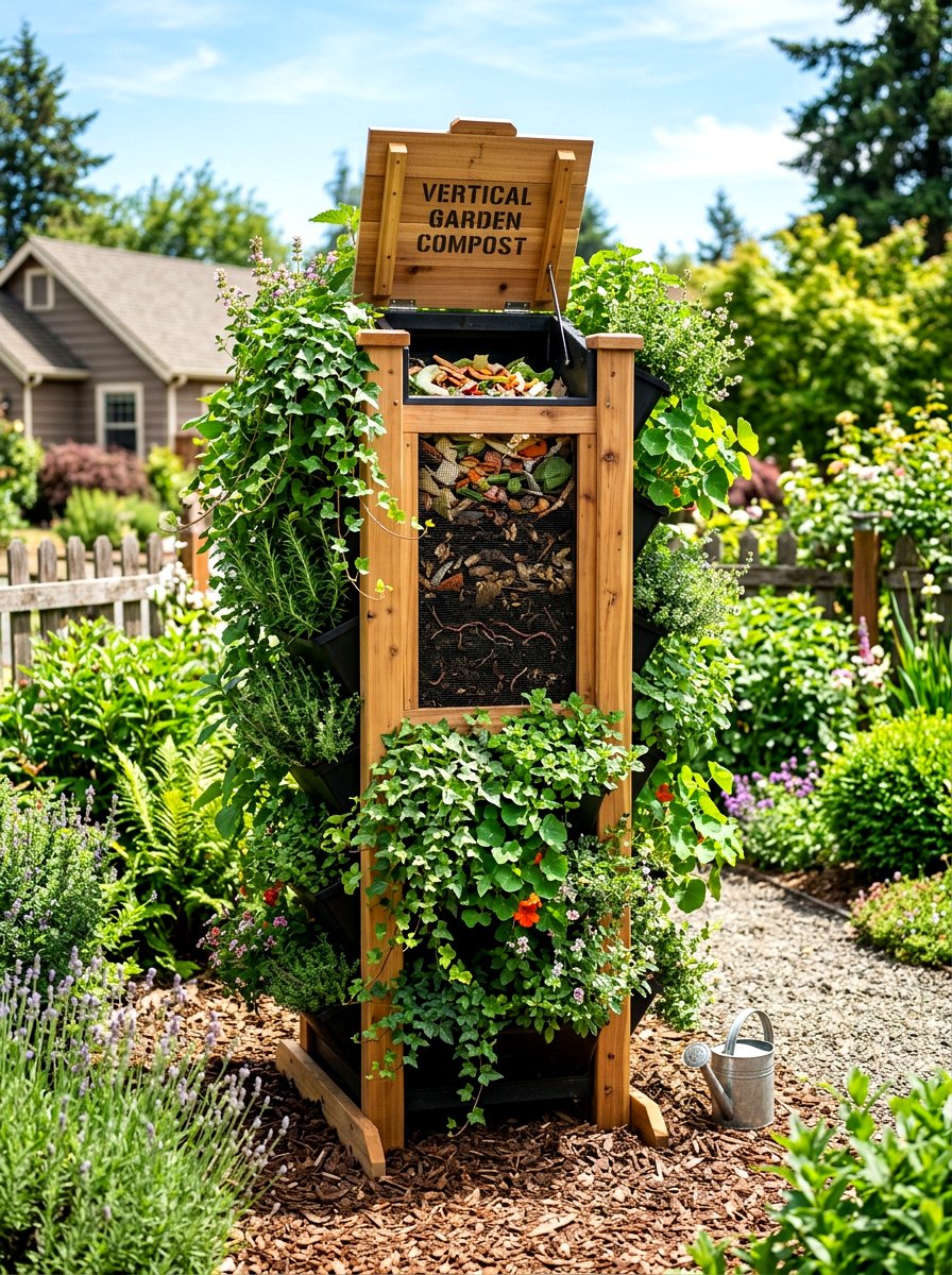 Vertical garden compost bin - 30 compost corner garden ideas