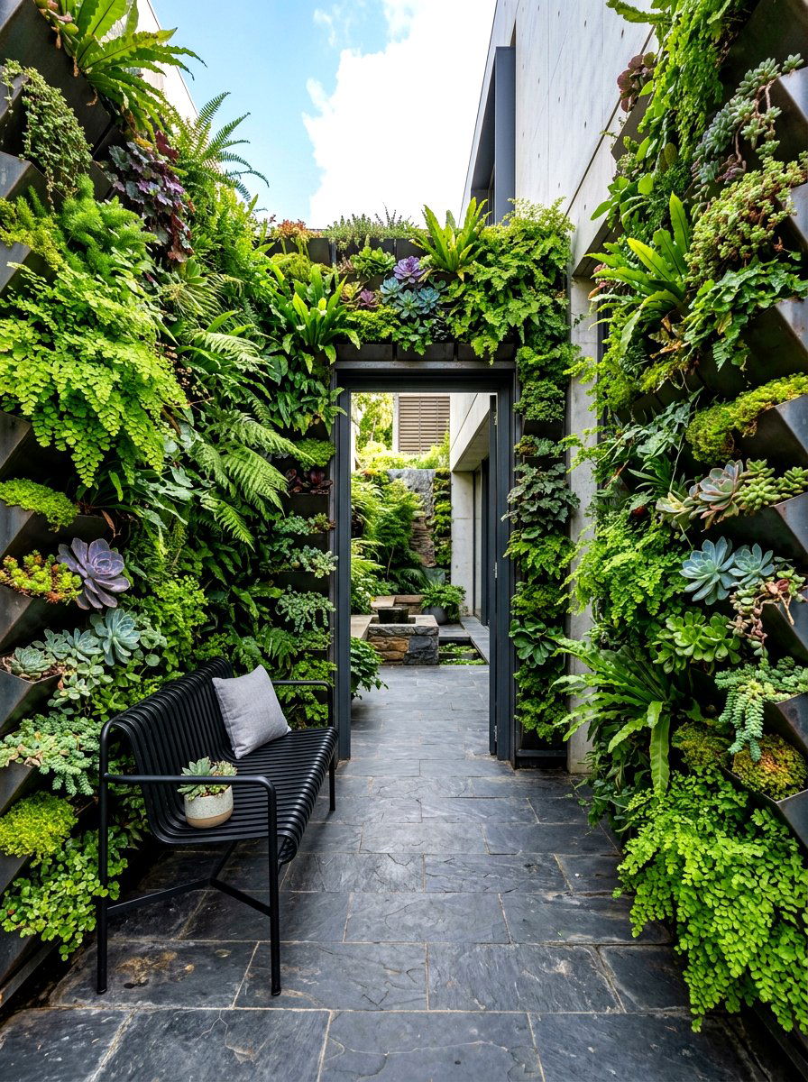 Vertical garden courtyard entrance - 30 courtyard house entry ideas
