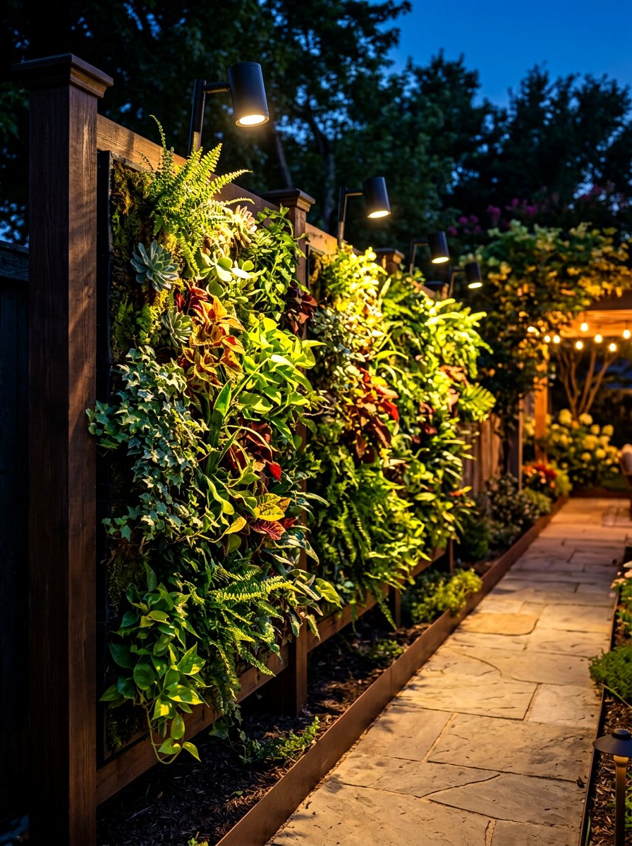 Vertical garden fence lighting - 30 fence lighting ideas