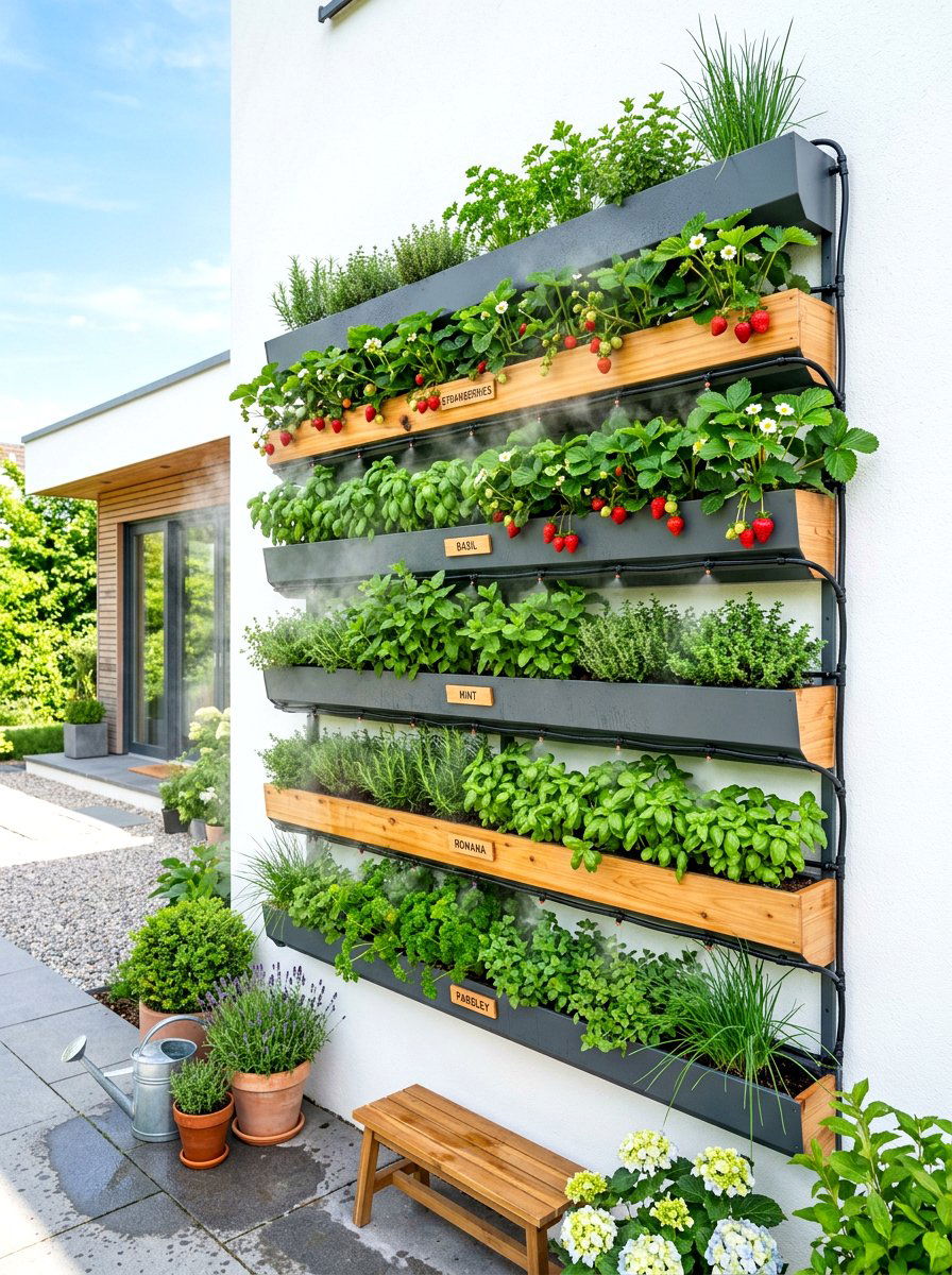 Vertical garden irrigation system - 30 vegetable garden watering ideas
