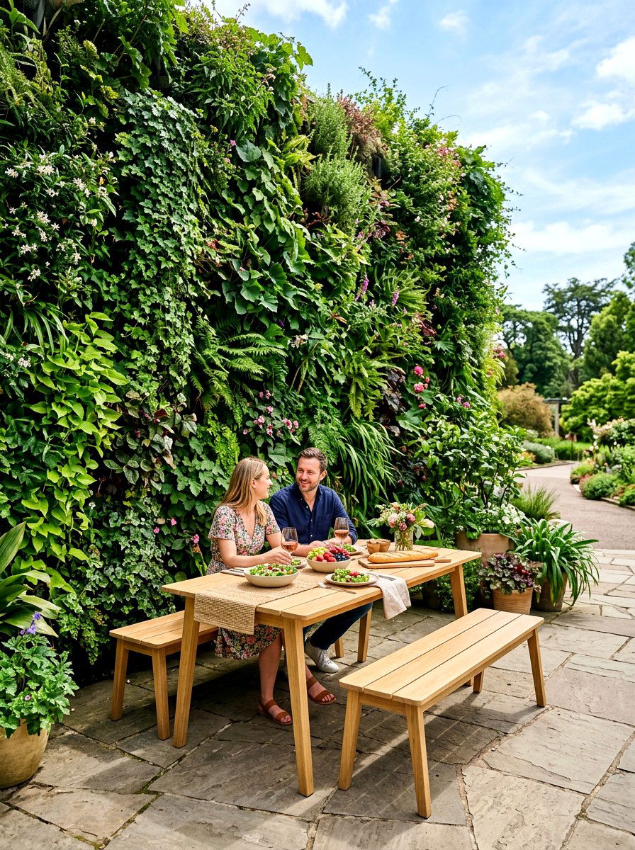 Vertical garden picnic - 30 backyard picnic area ideas