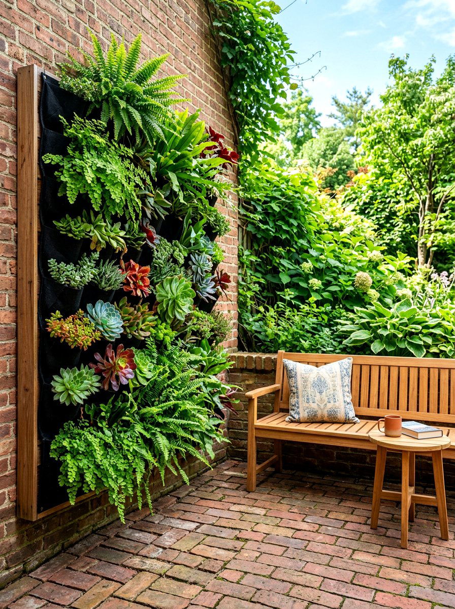 Vertical garden seating area - 30 small courtyard seating ideas