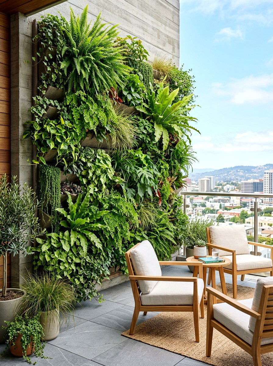 Vertical garden terrace - 30 terrace lounge ideas aesthetic