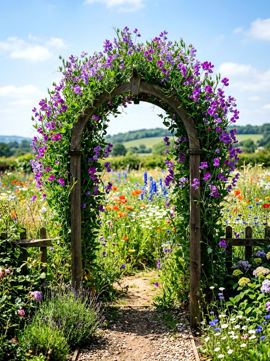 Vertical garden trellis - 30 flower farm backyard ideas